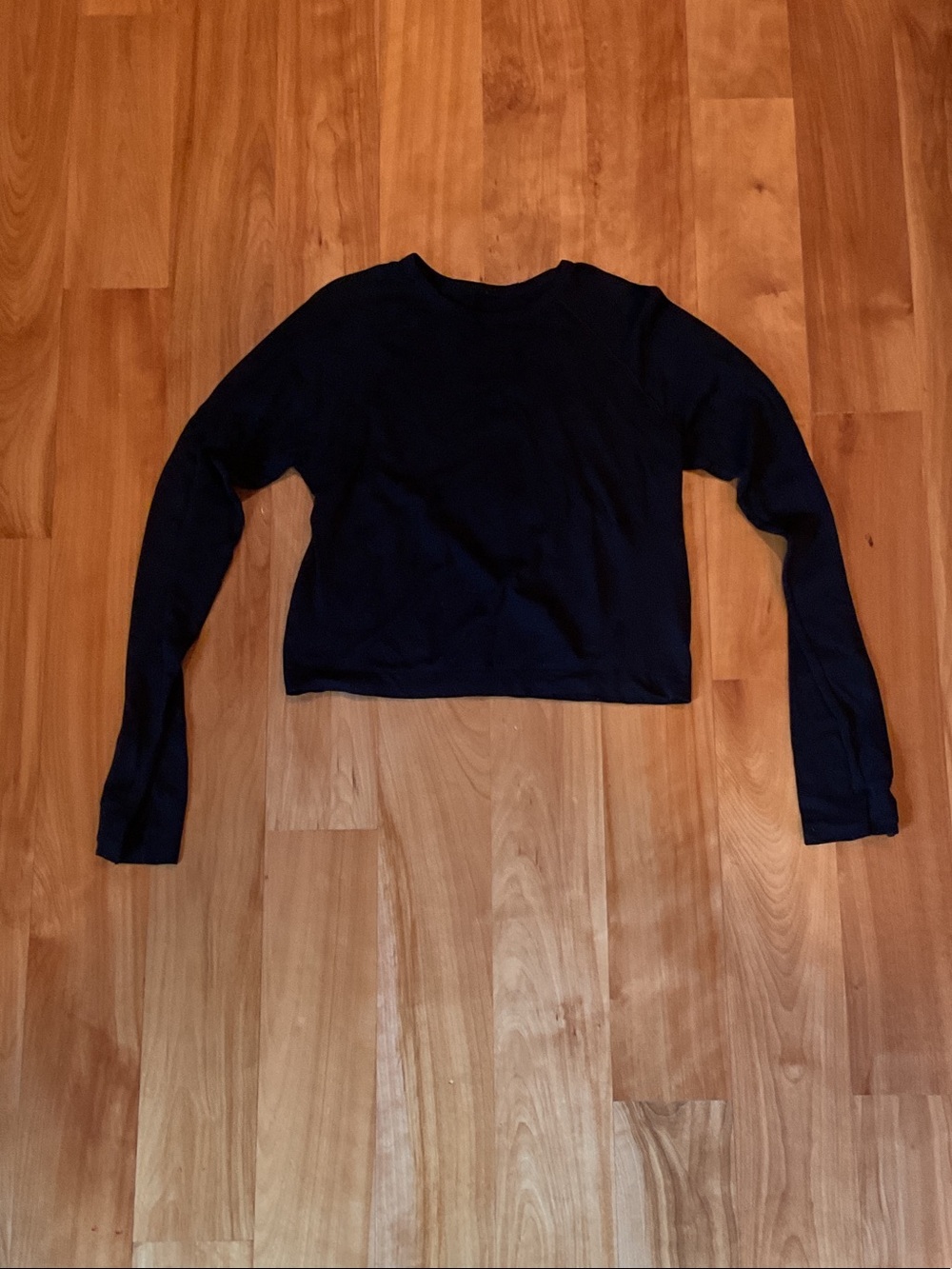 Athleta Black Long-Sleeve Cropped Crew Tee